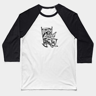 Racoon Reading Newspaper Baseball T-Shirt